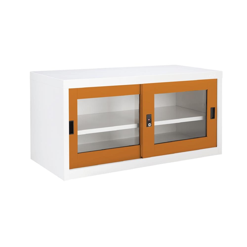 ตู้เหล็กบานเลื่อนกระจก KIOSK USB-2 OR สีขาว/ส้ม
