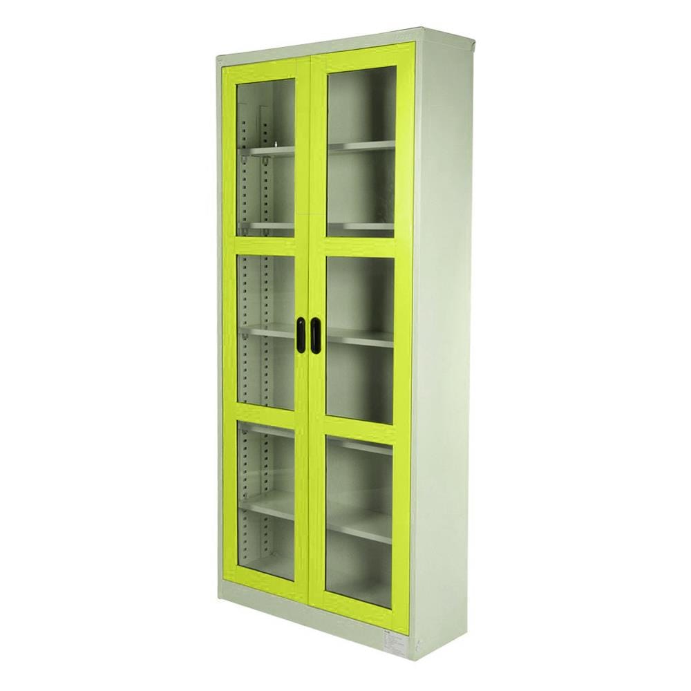 ตู้เหล็กสูงบานเปิดกระจก KIOSK MAX-052 สีขาว/เขียว