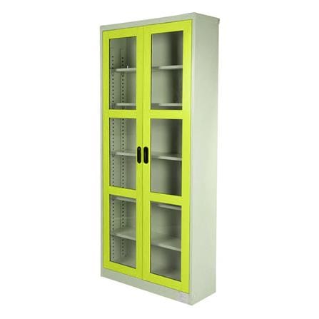 ตู้เหล็กสูงบานเปิดกระจก KIOSK MAX-052 สีขาว/เขียว_1
