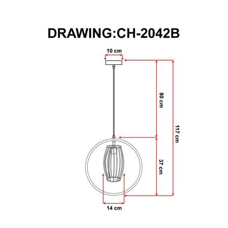ไฟช่อ EVL CH-2042B สีดำ 1 หัว_2
