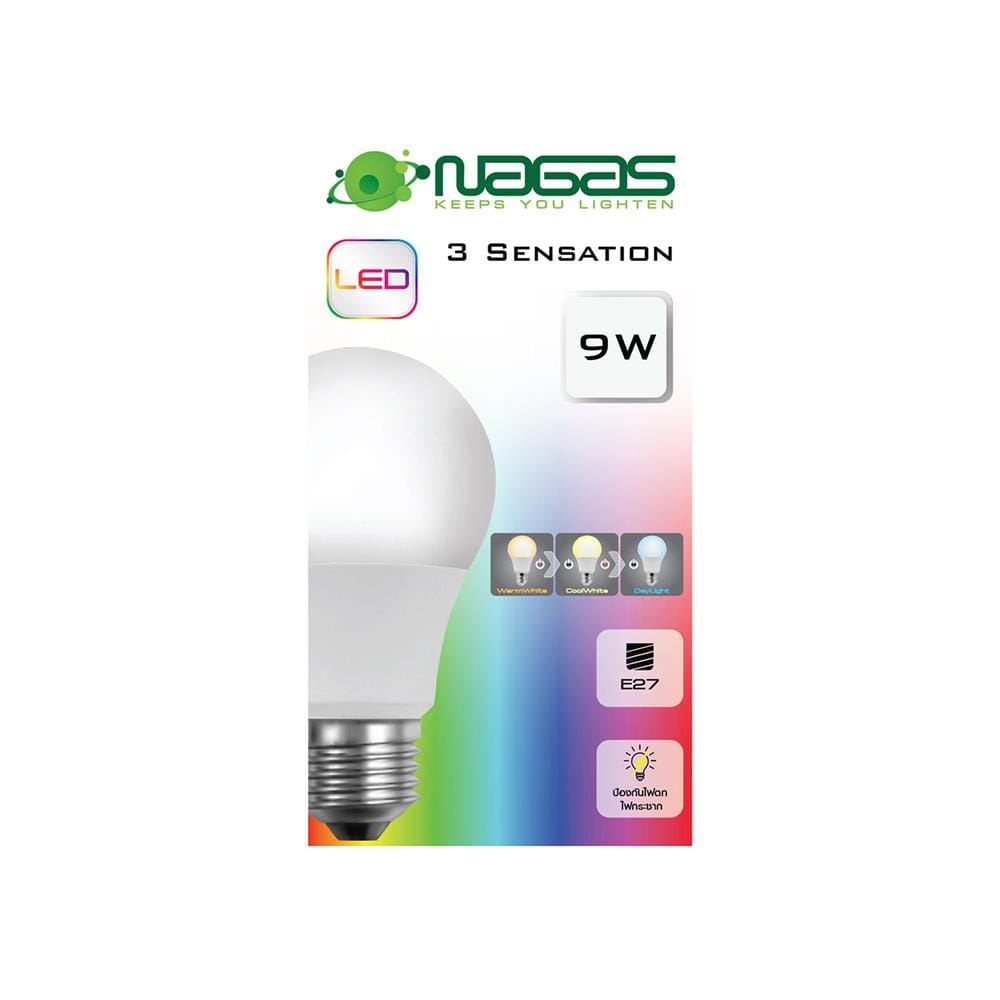 หลอด LED NAGAS 3 SENSATION 9 วัตต์ COOLWHITE / DAYLIGHT / WARMWHITE E27