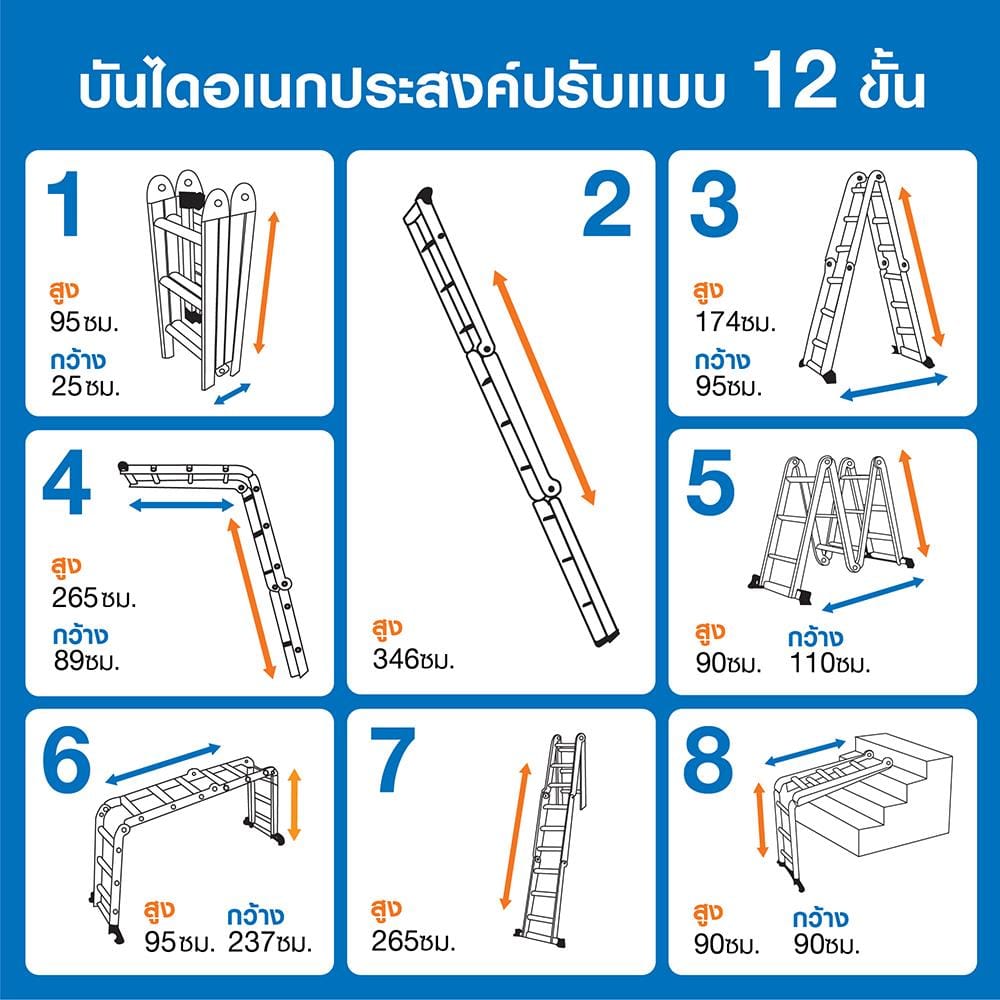 บันไดอเนกประสงค์ปรับแบบ MATALL R14203 12 ขั้น