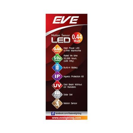 ไฟผนังภายนอก SOLAR EVE WSL-01 0.44 วัตต์ WARM WHITE สีดำ_2