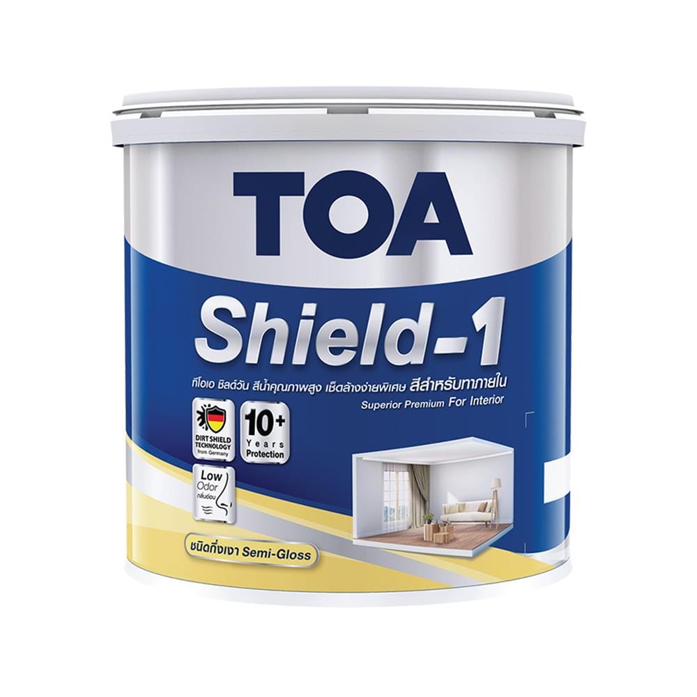 สีน้ำทาภายใน ชนิดกึ่งเงา TOA SHIELD-1 BASE C สีขาว 1 แกลลอน