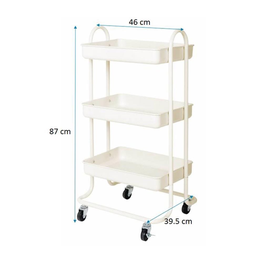 ชั้นวางของ 3 ชั้น มีล้อ STACKO ST25346 46x39.5x87 ซม. สีครีม