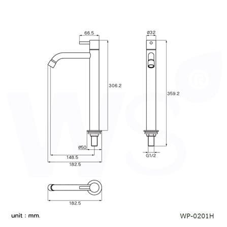 ก๊อกอ่างล้างหน้าเดี่ยวเคาน์เตอร์ WS WP-0201H_2