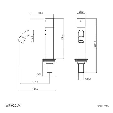 ก๊อกอ่างล้างหน้าเดี่ยวเคาน์เตอร์ WS WP-0201M_2