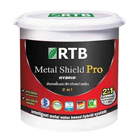 สีรองพื้นและสีทาทับหน้าเหล็ก ชนิดกึ่งเงา RTB METAL SHIELD PRO HYBRID 2 IN 1 สีครีม 1 แกลลอน_0