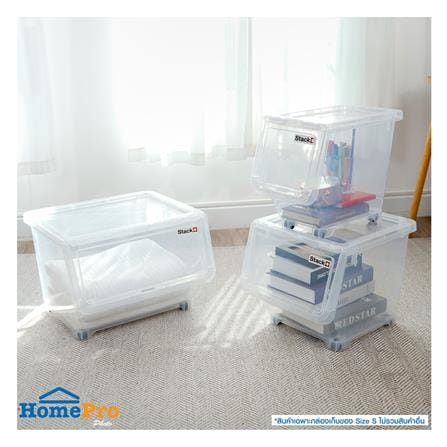 กล่องเก็บของ มีล้อ ฝาหน้า STACKO 70550 ไซซ์ S สีใส_6