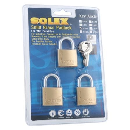 กุญแจคีย์อะไลก์ SOLEX KAL 3:1 SL99 30 มม. สีทองเหลือง 3 ตัว/ชุด_2