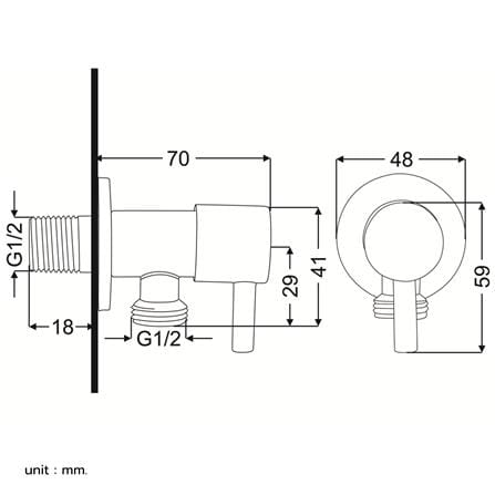 วาล์วฝักบัว 1 ทาง RASLAND RS KS572_4