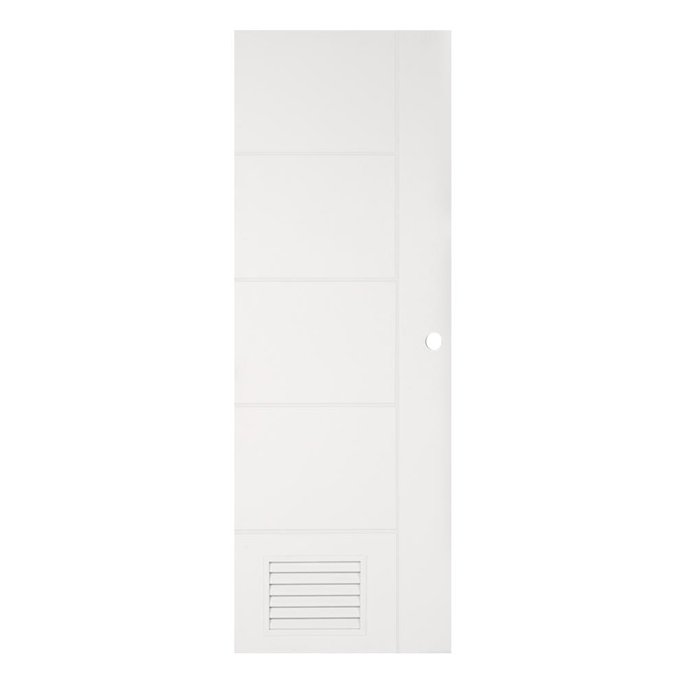ประตูห้องน้ำ UPVC AZLE MD-6 เกล็ดล่าง 70X200 ซม. สีขาว เจาะลูกบิด