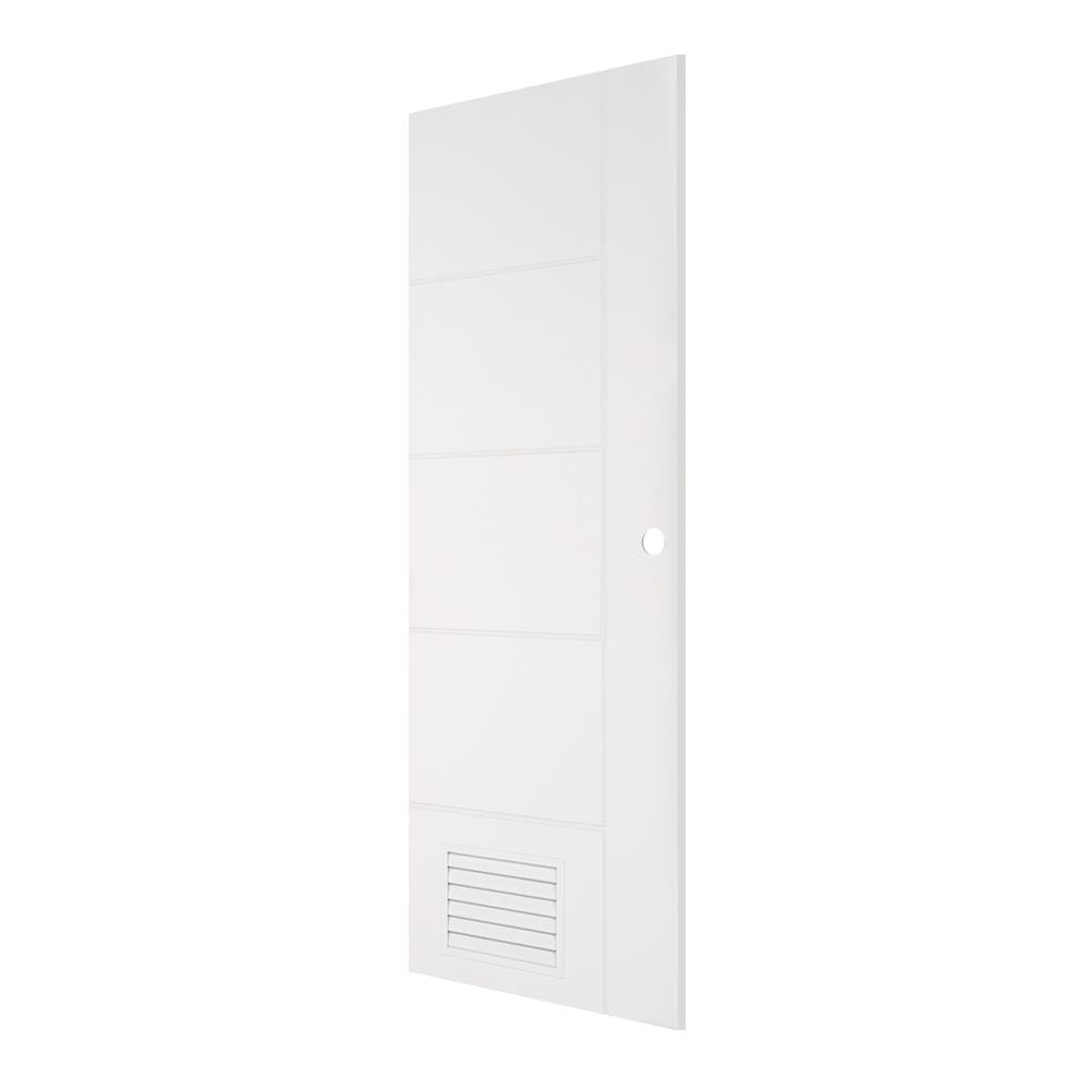ประตูห้องน้ำ UPVC AZLE MD-6 เกล็ดล่าง 70X200 ซม. สีขาว เจาะลูกบิด
