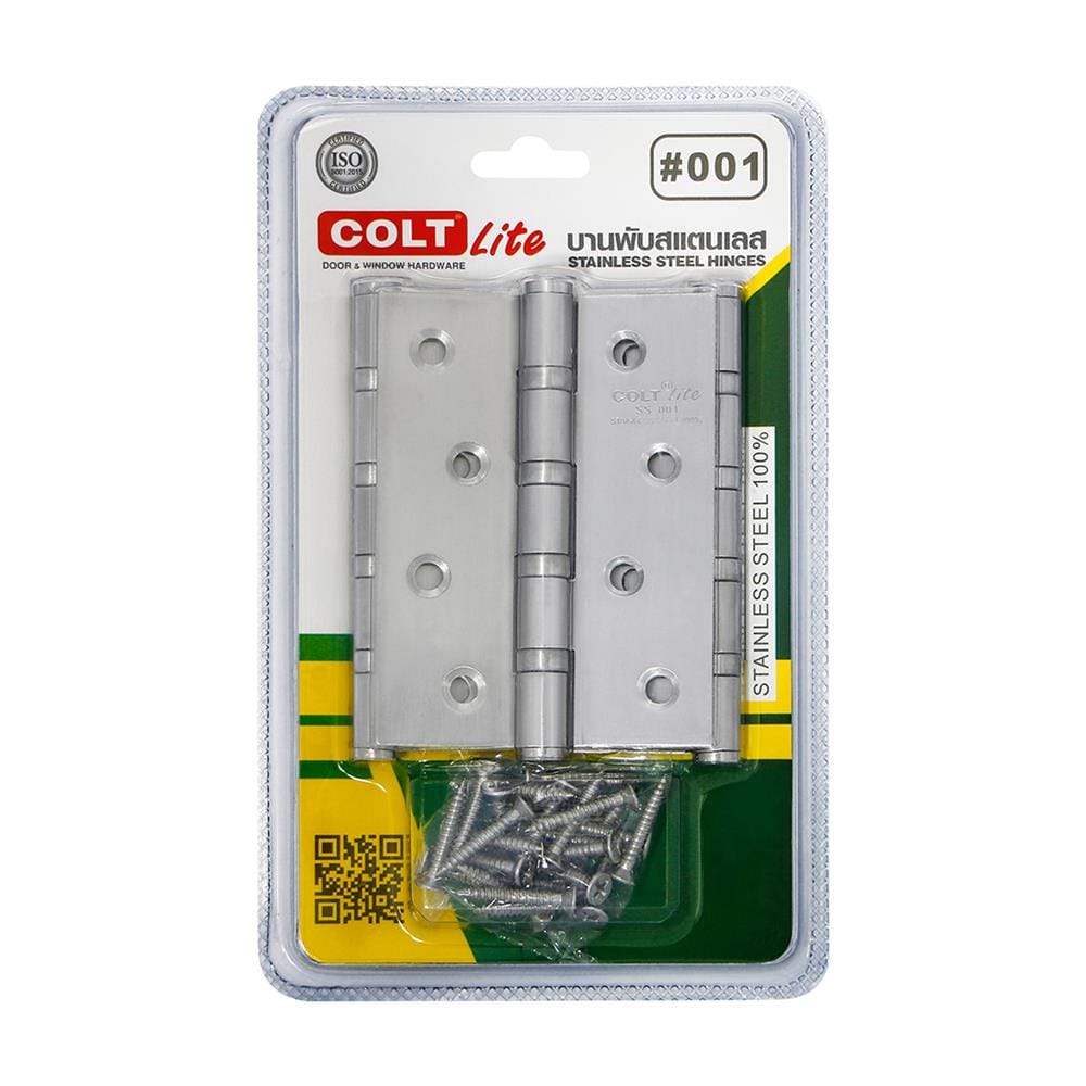 บานพับ 4X3 นิ้ว X 1.5 มม. COLT LITE 001 สีสเตนเลส (แพ็ก 3 ชิ้น)