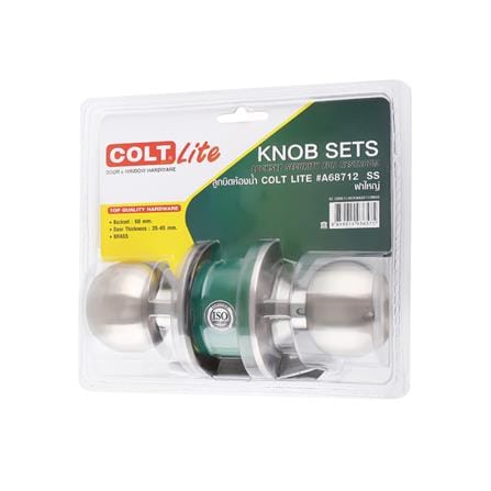 ลูกบิดประตูห้องน้ำ หัวกลม ฝาใหญ่ COLT LITE A68712 BK/SS สีสเตนเลส_3