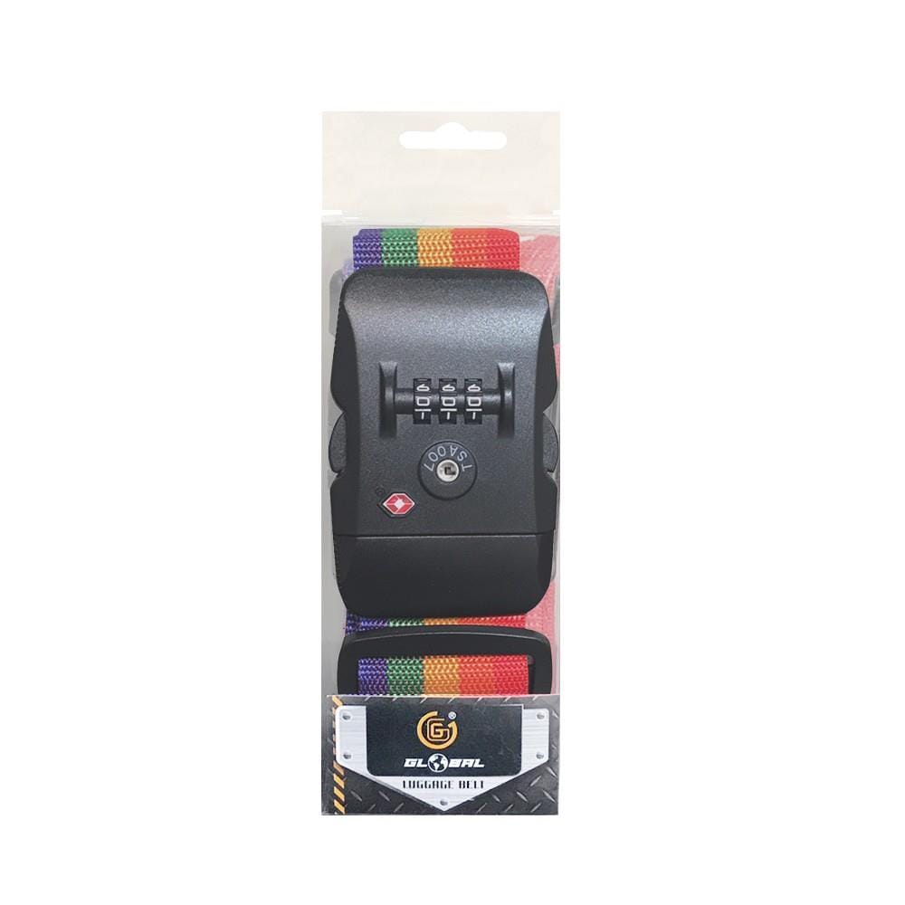สายรัดกระเป๋าเดินทาง รหัส TSA GLOBAL PADLOCK TOURNIQUET สีรุ้ง