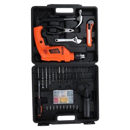 ชุดสว่านกระแทก BLACK&DECKER HD555KMPR B1 13 มม. 550 วัตต์_1