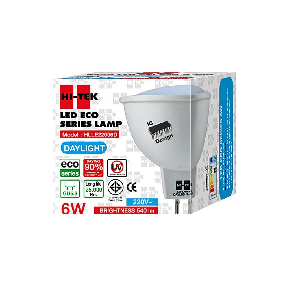 หลอดไฟ LED HI-TEK ECO MR16 220 โวลต์ 6 วัตต์ DAYLIGHT GU5.3 สีขาว