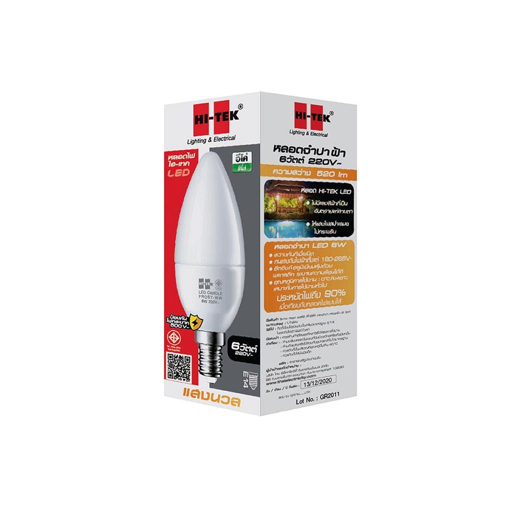หลอด LED HI-TEK CANDLE 6 วัตต์ WARMWHITE E14