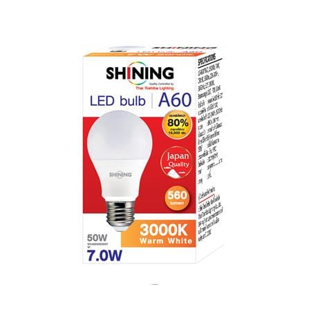 หลอด LED A60 SHINING 7 วัตต์ WARM WHITE E27_1