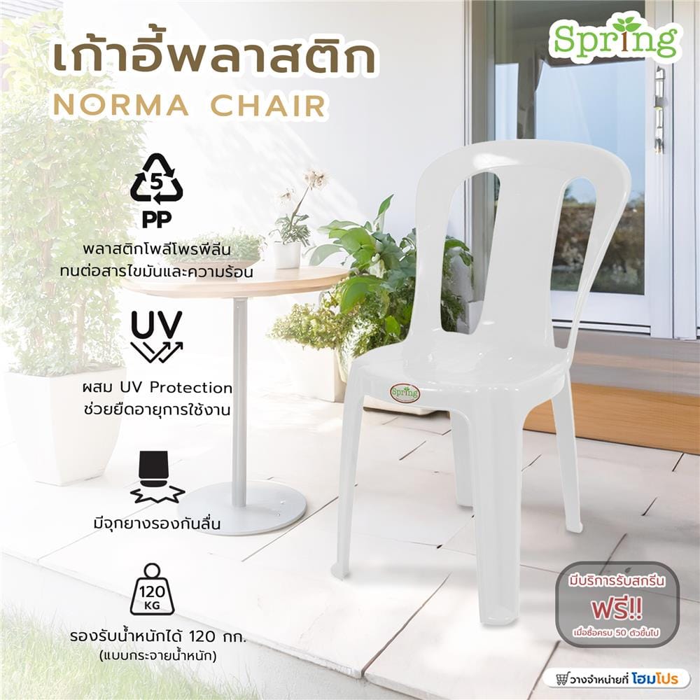 เก้าอี้พลาสติก SPRING NORMA CHAIR สีขาว