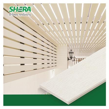 ไม้ระแนง SHERA ขอบวี ลายเสี้ยนตรง 0.8x7.5x300 ซม. สีธรรมชาติ_1