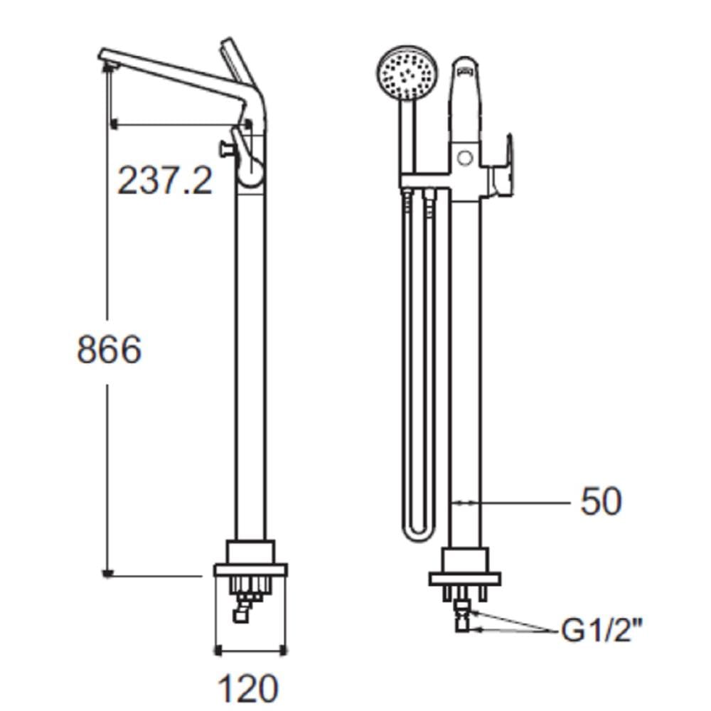 ก๊อกผสมอ่างอาบตั้งพื้น AMERICAN STANDARD A-0516-710