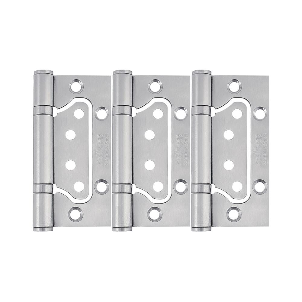 บานพับ 4x3 นิ้ว x 2.5 มม. KRUKER 4731 ไม่เซาะร่อง สีสเตนเลส (แพ็ก 3 ชิ้น)