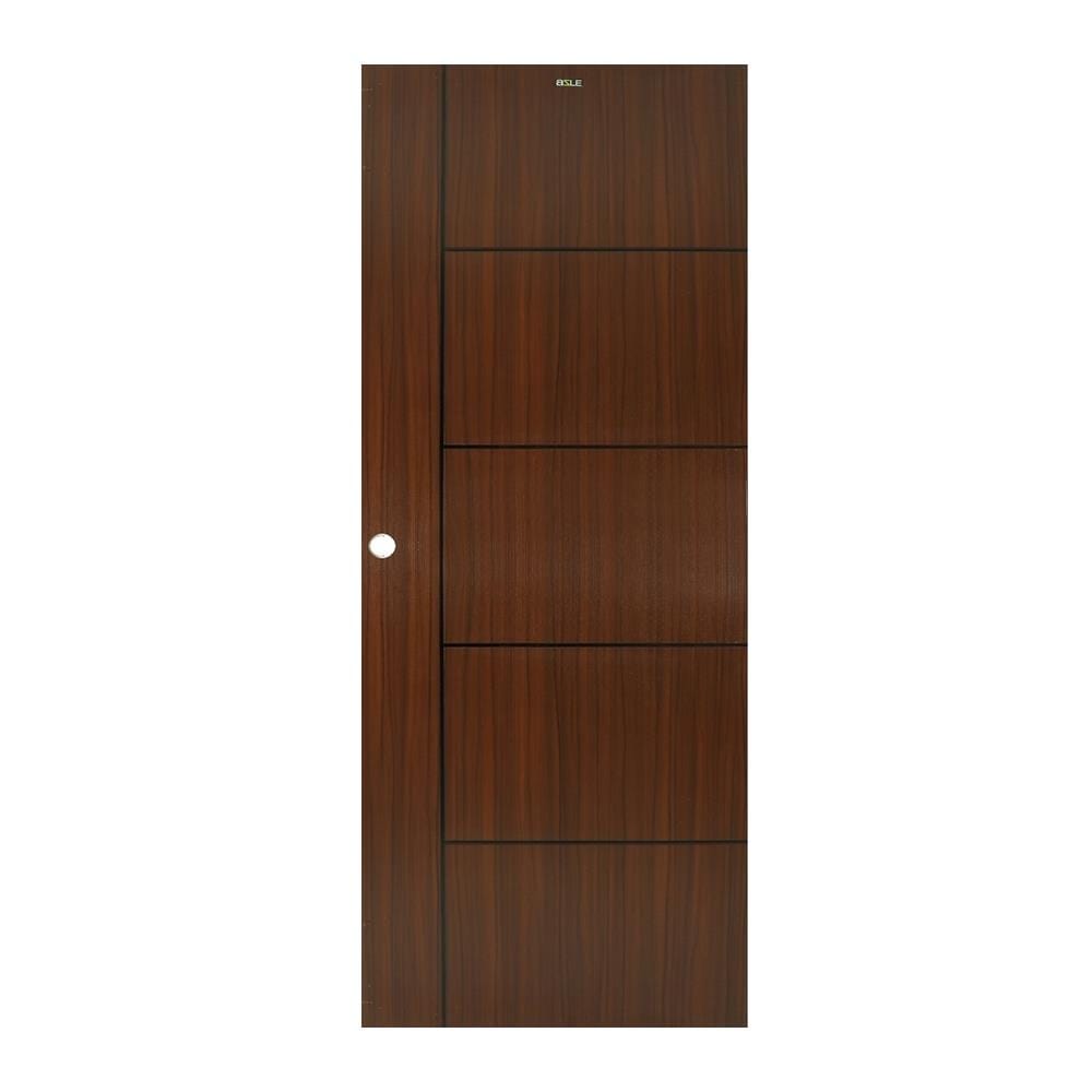 ประตูภายใน UPVC AZLE LT-06 80X200 ซม. สี BROWNIE OAK เจาะลูกบิด