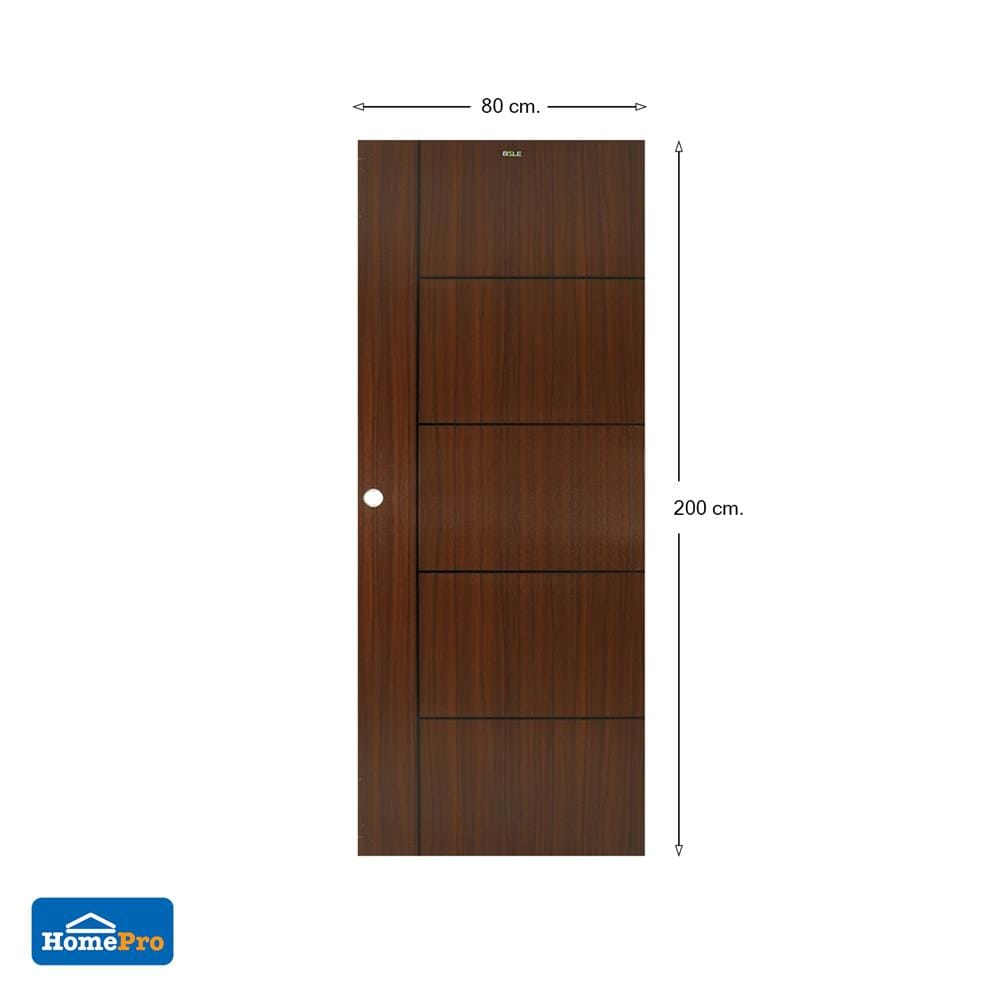 ประตูภายใน UPVC AZLE LT-06 80X200 ซม. สี BROWNIE OAK เจาะลูกบิด
