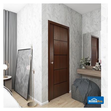 ประตูภายใน UPVC AZLE LT-06 80X200 ซม. สี BROWNIE OAK เจาะลูกบิด_3