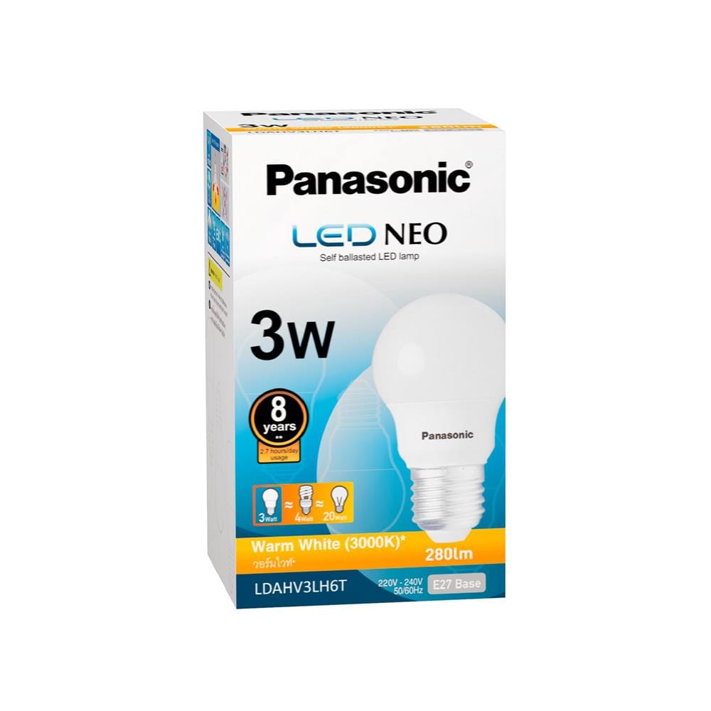 หลอด LED PANASONIC NEO 3 วัตต์ WARM WHITE E27