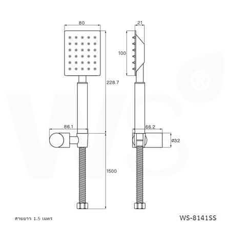 ชุดฝักบัวสายอ่อน 1 ระดับ WS WS-8141SS สเตนเลส_2