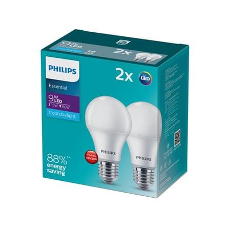 หลอด LED PHILIPS A60 ESSENTIAL 9 วัตต์ DAYLIGHT E27 (แพ็ก 2 ชิ้น)_1