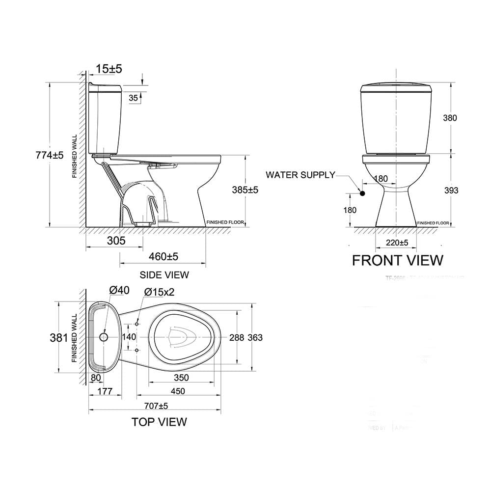 สุขภัณฑ์ 2 ชิ้น AMERICAN STANDARD TF-2696SCW-WT-0 4.5 ลิตร สีขาว