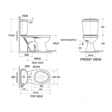 สุขภัณฑ์ 2 ชิ้น AMERICAN STANDARD TF-2696SCW-WT-0 4.5 ลิตร สีขาว_1