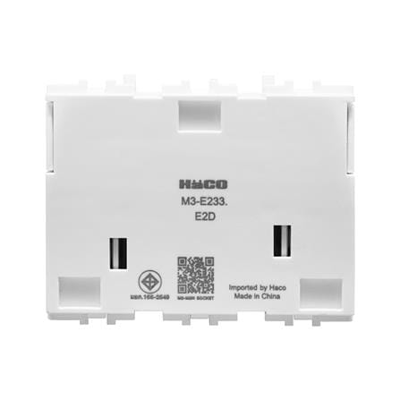 เต้ารับคู่ 3 ขา มีม่านนิรภัย HACO E-233 สีขาว_3