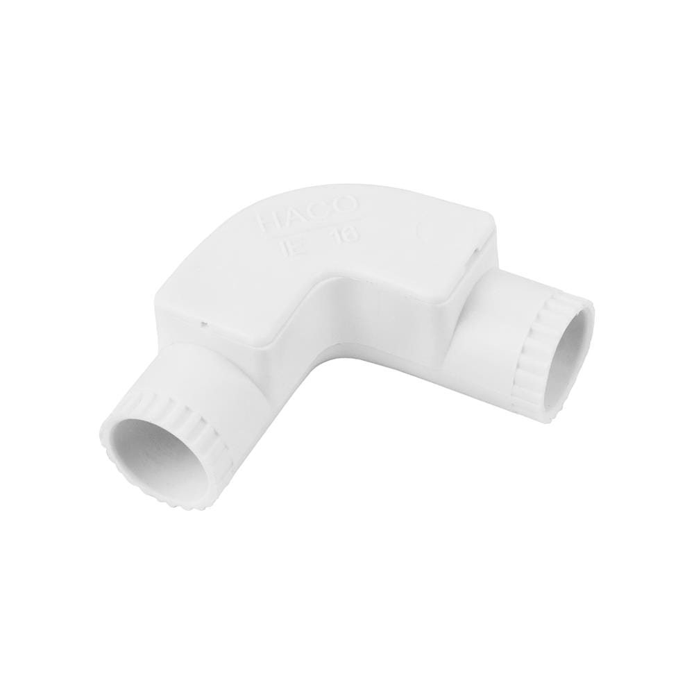 ข้องอ 90 ฝาเปิด PVC HACO 16 มม. สีขาว
