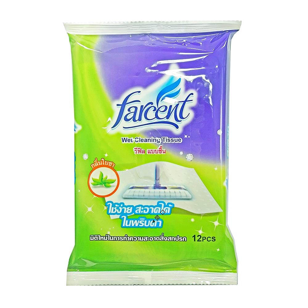 ผ้าถูพื้นดันฝุ่นแบบเปียก FARCENT W-7065 B 12 แผ่น กลิ่นใบชา