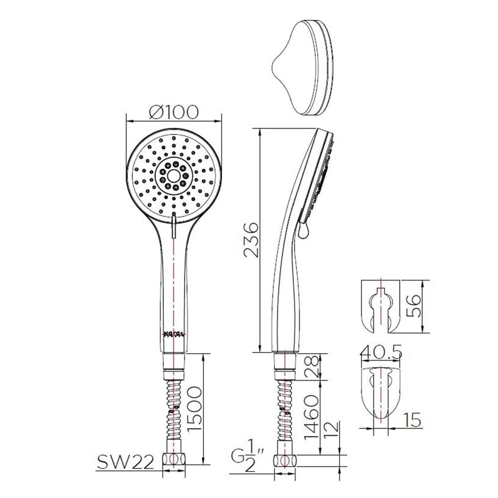 ชุดฝักบัวสายอ่อน 3 ระดับ KARAT FAUCET KS-10-213-50 สีโครม