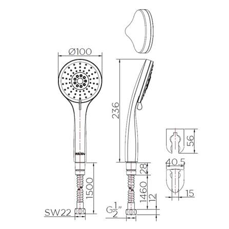 ชุดฝักบัวสายอ่อน 3 ระดับ KARAT FAUCET KS-10-213-50 สีโครม_2