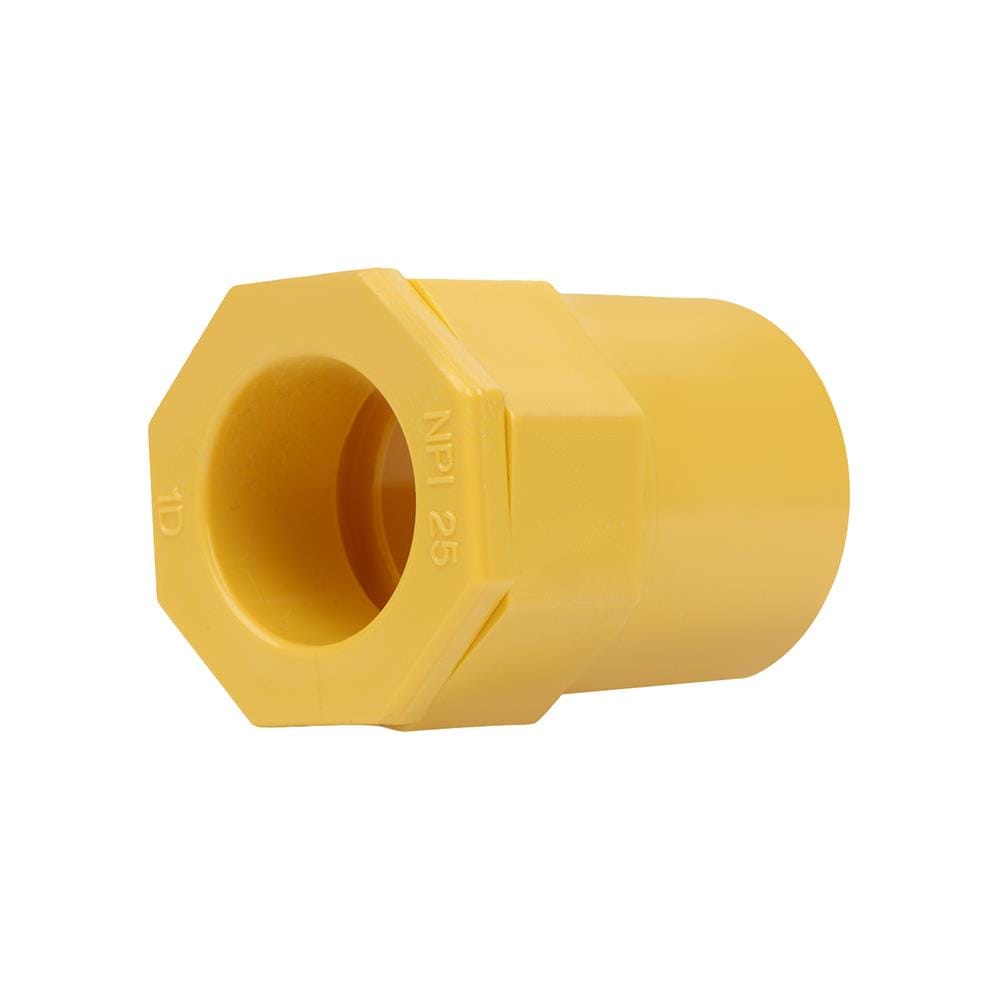 ข้อต่อเข้ากล่อง PVC ตราช้างNPI 1 นิ้ว สีเหลือง