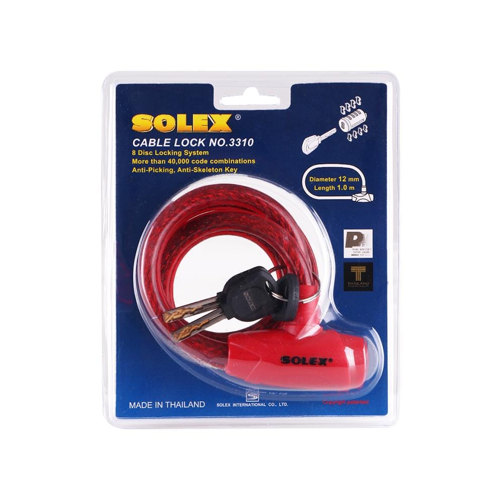 กุญแจจักรยาน SOLEX 3310 สีแดง