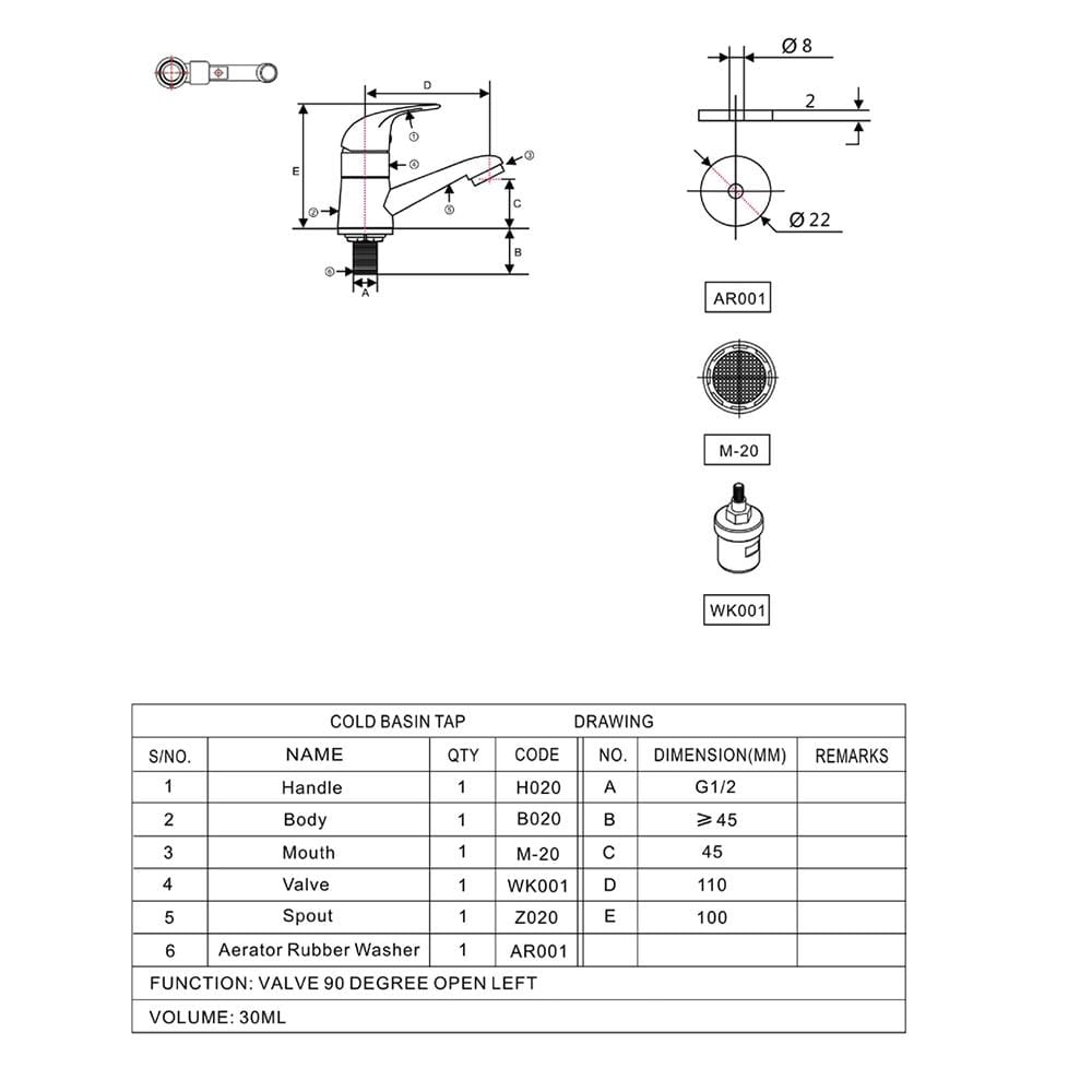 ก๊อกอ่างล้างหน้าเดี่ยว NOVABATH IS-685P