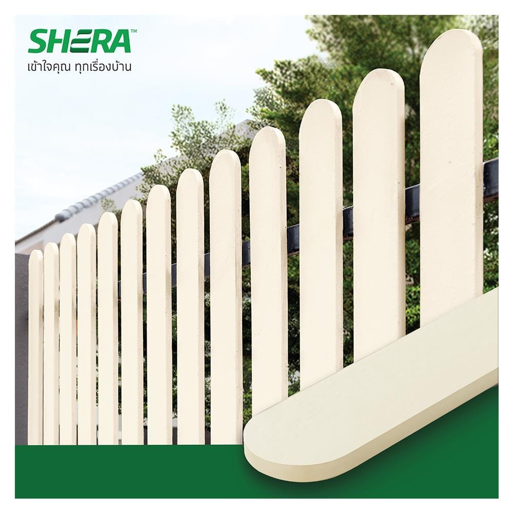 ไม้รั้ว SHERA คลาสสิกผิวเรียบ 10X100X1.6 ซม สีขาวปะการัง
