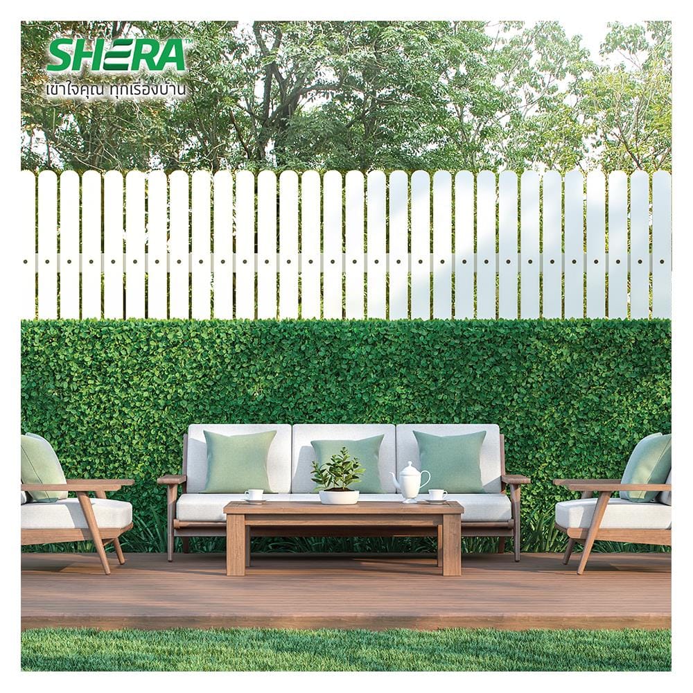 ไม้รั้ว SHERA คลาสสิกผิวเรียบ 10X100X1.6 ซม สีขาวปะการัง