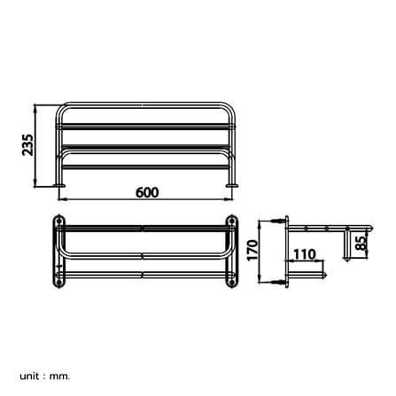 ชั้นวางพร้อมราว COTTO CT0154(HM) สเตนเลส_1