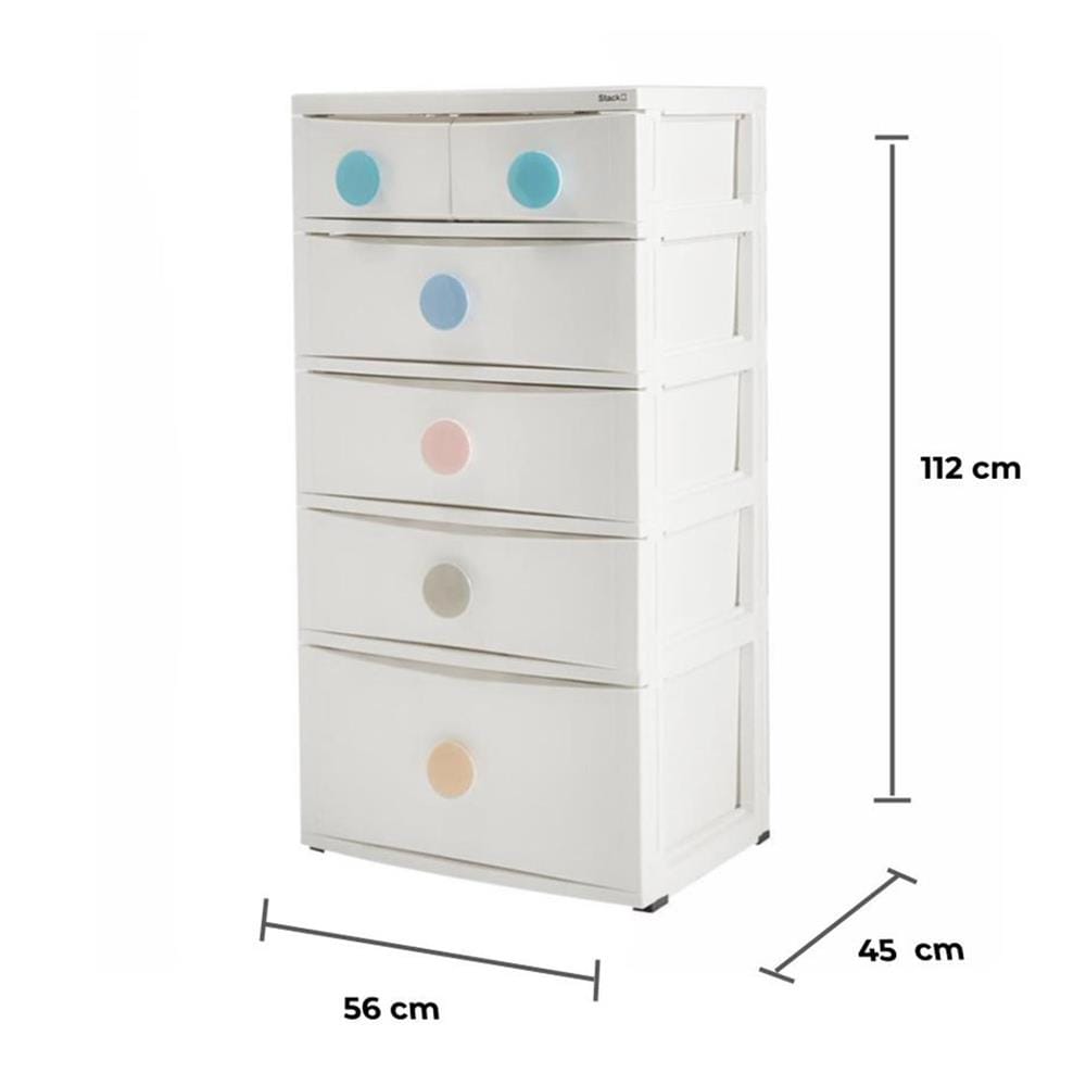 ตู้ลิ้นชัก 5 ชั้น STACKO D10 56x45x112 ซม. สีขาว