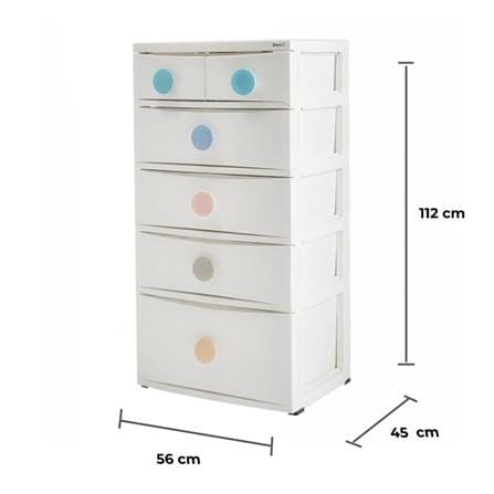 ตู้ลิ้นชัก 5 ชั้น STACKO D10 56x45x112 ซม. สีขาว_6