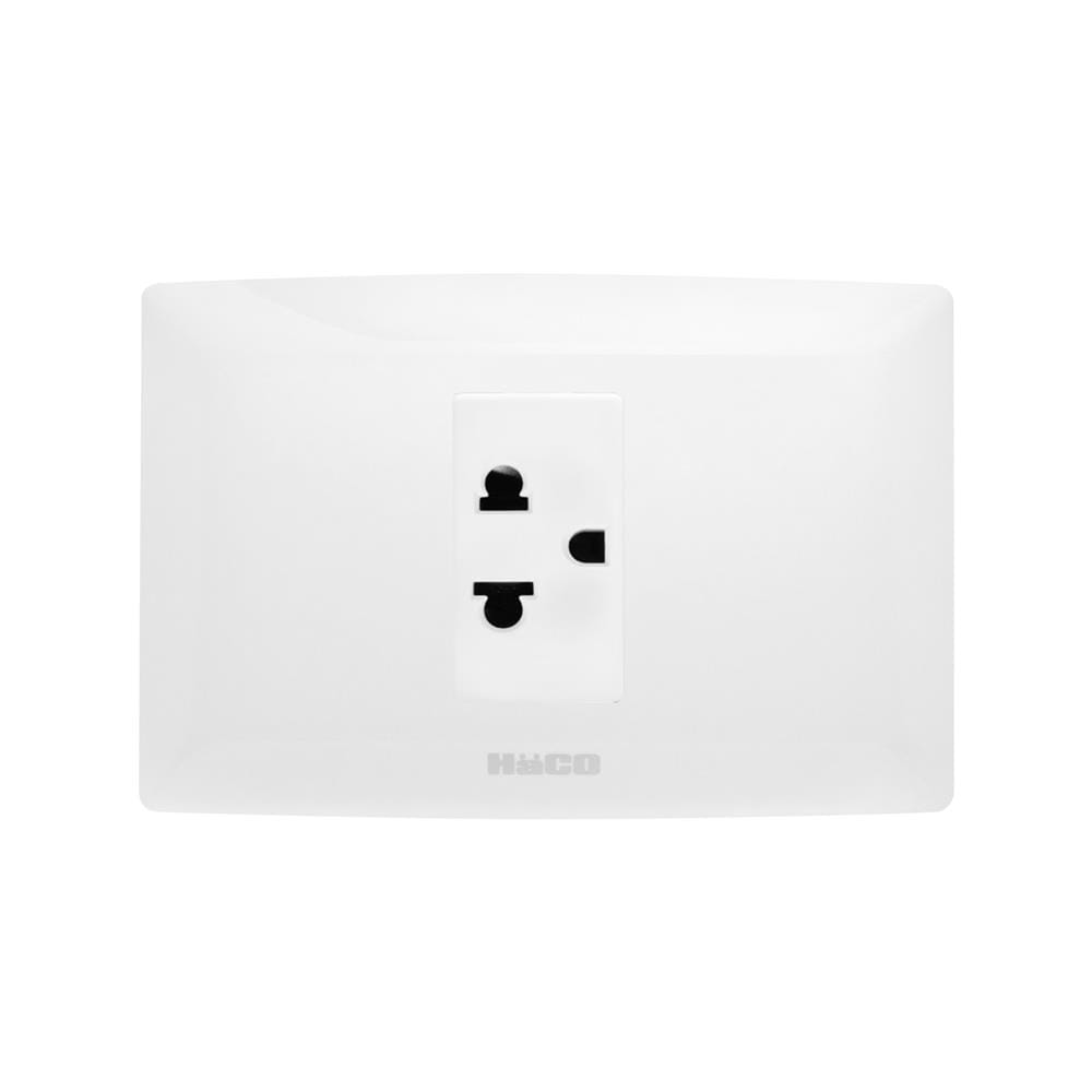 ชุดเต้ารับเดี่ยว 3 ขากลมแบน HACO AP-E10 สีขาว
